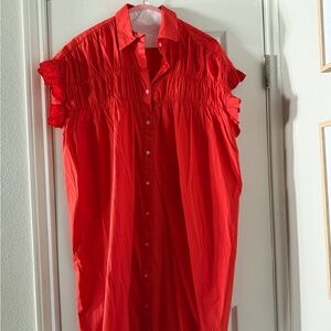 Molly Bracken Red Ruffle Sleeve Dress